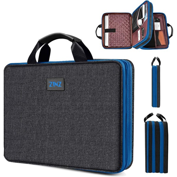 Slim Expandable Laptop Case 13 13.3 13.5 Inch Sleeve Upgraded Protective Durable Recycled Carrying Case with Accessories Pockets for MacBook 13" & 14" and Most 13"-14" Notebooks,Black Blue