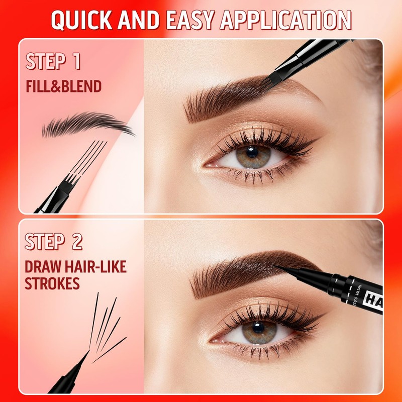 Rogdoo Eyebrow Pen-2-in-1 Dual-Ended Waterproof Eye Brow Pencils for Women