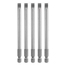 HARFINGTON 5pcs SL6 Magnetic SLotted Screwdriver Bits 6mm S2 Steel Flat Head Screwdriver Bit 1/4" Hex Shank Industrial Grade Screw Driver Drill Bits 110mm (4.3") Long for Screws