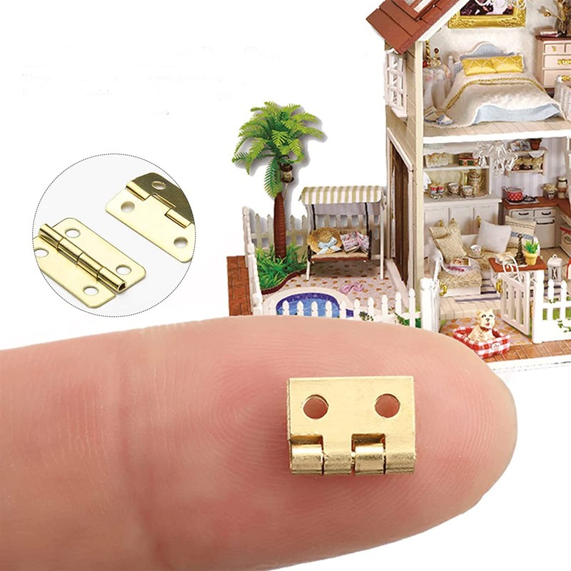 8PCS Mini Solid Brass Hinges Cabinet Drawer Butt Hinges for