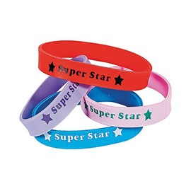 Fun Express Super Star Rubber Bracelets - 24 Pieces - Educational and Learning Activities for Kids