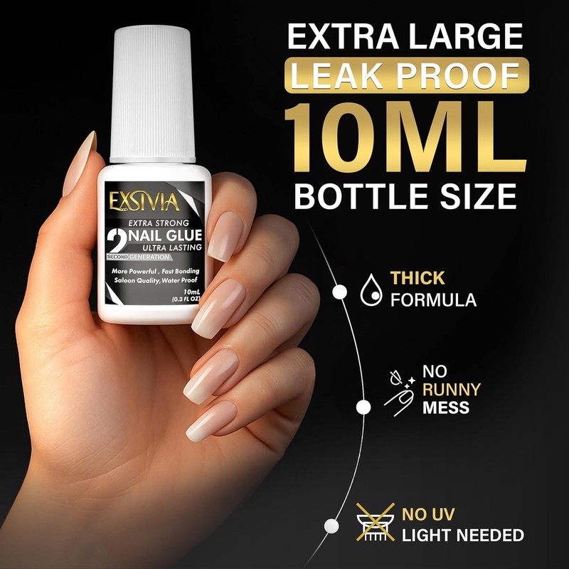EXSIVIA Super strong nail acrylic & tips (10ml) Durable brush