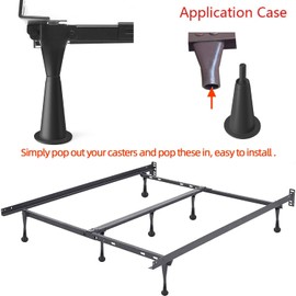 ironwork 6 Pcs 5inch High Rise Bed Frame Risers, Lift a Bed Frame by 5 Inches for Under Bed Storage, Heavy Duty , Stem Bed Frame Leg with Socket Sleeve to Replace Black M47 Full