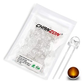 CHANZON 100 pcs 5mm Yellow Straw Hat LED Diode Lights (Clear Transparent Lens 2V 20mA) Bright Lighting Bulb Lamps Electronics Components Indicator Light Emitting Diodes