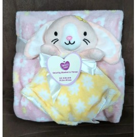 Parent's Choice New Parents Choice Plush Pink Flower Baby Blanket Bunny Lovey 30x40 Lightweight