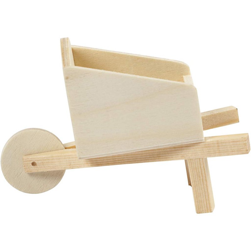 greedeko Miniature Wheelbarrow for Crafts, 11 x 6 cm, Wood,