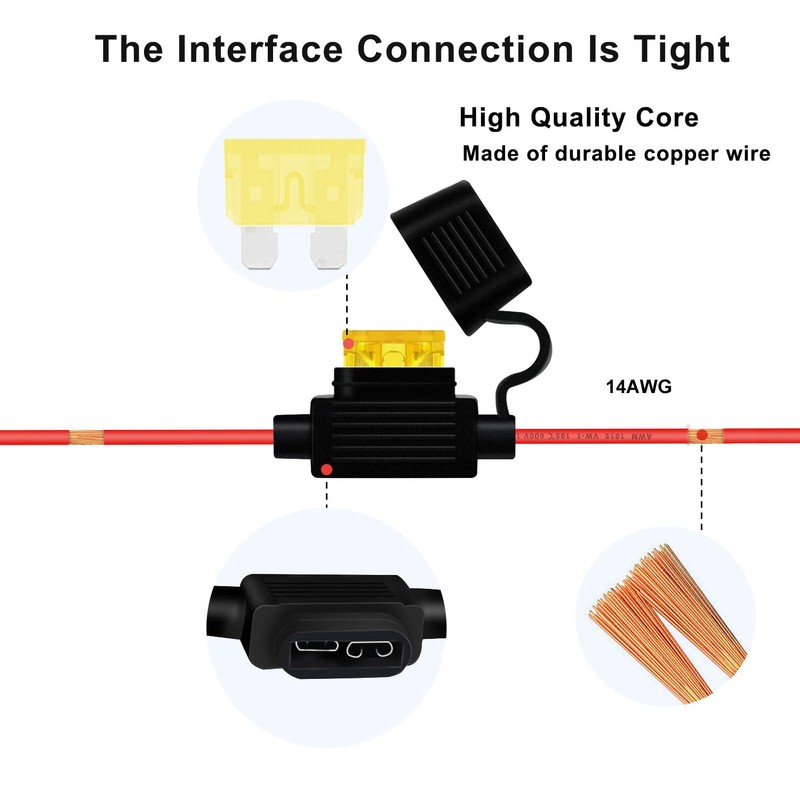 HuaLiSiJi Waterproof Fuse Holder 14AWG 12V Inline Fuse Holder with