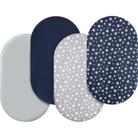 Moonsea 4 Pack Bassinet Sheets for Oval/Hourglass