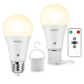 Rechargeable Light Bulbs LED Battery Backup Light Bulb with Remote Control Battery Operated Emergency Bulb Lamps for Home Power Outage and Camping Outdoor Activity Dimmable 7W 600LM Soft White