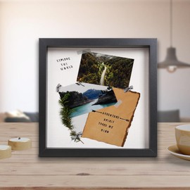 DEMAIKE Elegant Deep Wood Shadow Box Frames - Set of 3 Black 10x10 Inch Display Cases with Real Glass and Linen Backboard, Perfect for Showcasing Tickets, Memorabilia, Awards, and Cherished Photos