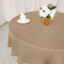 90-Inch Natural Round Faux Burlap Tablecloth Wedding Reception Party Events Catering Decorations