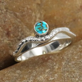Blauer Kupfertürkis Edelstein Bandring 925 Sterling Silber Bandring Herren und Damen Bandring Handgefertigter Schmuck CRG1076BI9_(55 (17.5))