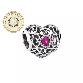 Viola Lovely Charms July Heart Birthstone Charm, July Charm, Heart Birthstone Charm