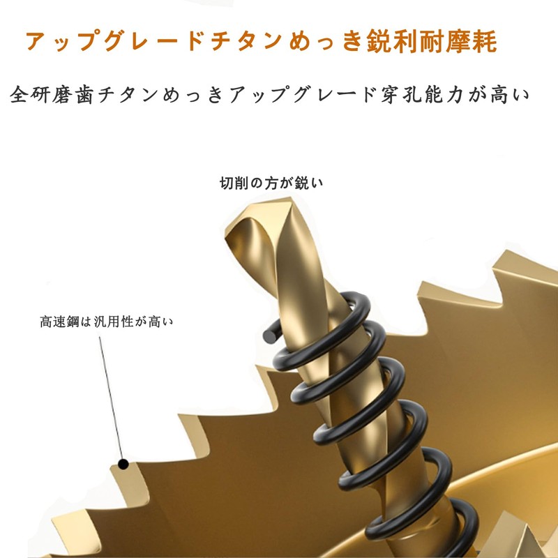 Hole Saw 5 Piece HSS High Speed Steel Titanium Coating