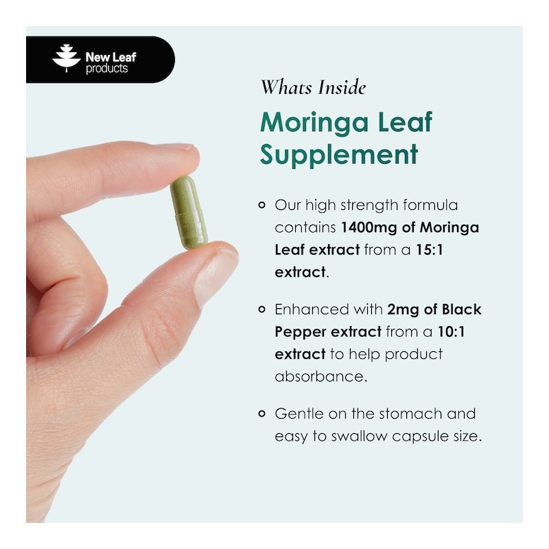 New Leaf Products Moringa Capsules Enriched With Black Pepper 120