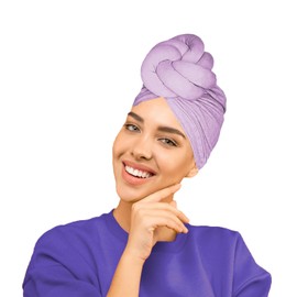 LVBGQVL Women Turbans and Head Wraps, Women African Turban Flower Knot Pre-Tied Bonnet Beanie Cap Headwrap Purple