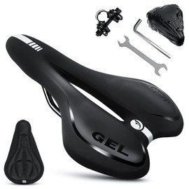 Bicycle Saddle Men Women Comfortable MTB Cube Saddle Bicycle Seat with Reflector, Saddle Cover and Rain Cover Hollow Ergonomic Gel Saddle for BMX/Road Bike/Mountain Bike/EMTB/Dirt Bike/Home Trainer