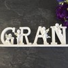 GRAN Angel/Cherub Grave Memorial LETTERS Ornament - White Resin &