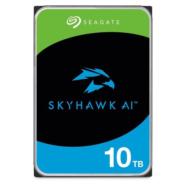 Seagate Skyhawk AI, interne Festplatte für Video mit bis zu 64 Kameras, 10TB, 3.5 Zoll, 256 MB Cache, SATA 6GB/S, Silber, inkl. 3 Jahre Rescue Service, Modellnr.: ST10000VE000 (Generalüberholt)