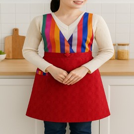 National Museum of Korea Goods Hanbok Apron Jeogori Design Saekdong Korean Traditional Foreigner Gift Souvenir Blue / 국립중앙박물관굿즈 한복 앞치마 저고리 디자인 색동 한국 전통 외국인 선물 기념품 청색