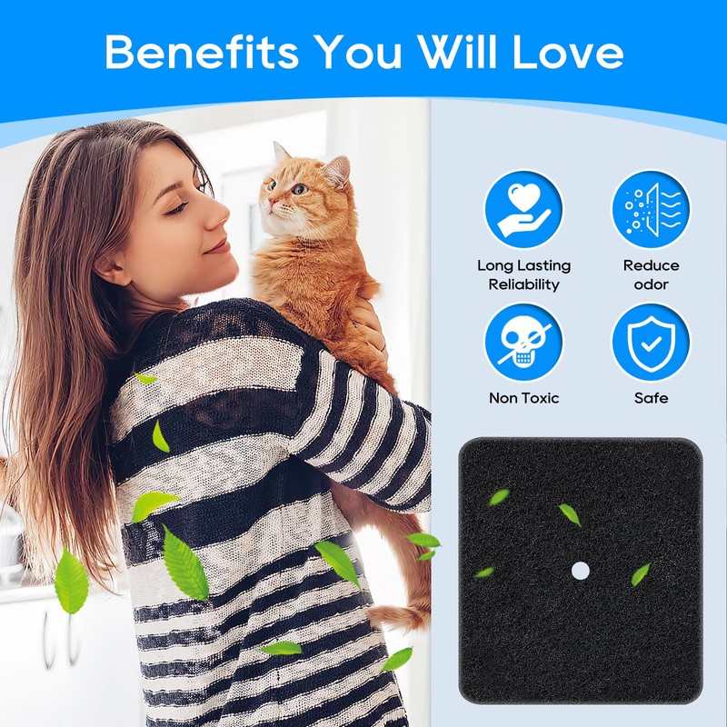 Cunina 6 pack Cat Litter Box Replacement Carbon Filters Compatible