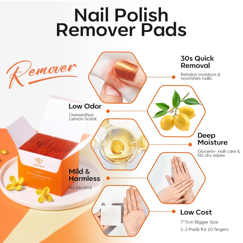 Modelones Nail Polish Remover Pads, Acetone Nail Polish Remover Wipes
