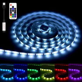 Dalugo LED Tape Light, Waterproof Tape Light, USB Operated, 150 LED, RGB High Brightness, Strip Light, LED TV Backlight, LED Tape, Indirect Lighting, Remote Control, Dimmable, Double Sided Tape,