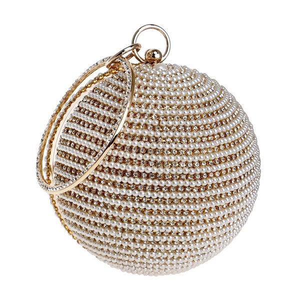 CORIOS Clutch Women's Pearl Evening Bag Round Ball Rhinestone Clutch