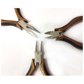 JEWEL TOOL Box Joint Plier Set | 3-Piece Jeweler's & Crafter's Kit | Carbon Steel | 4.75" (12.1 cm) & 4" (10.2 cm) Lengths | Soft Grip Satin Handles