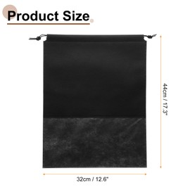 sourcing map 12pcs Travel Shoe Bags Non-Woven Drawstring Organizers Bags Dustproof Portable Travel Shoe Storage Bags with Clear Window Fit Men and Women for Travel Sport Home Use, Black