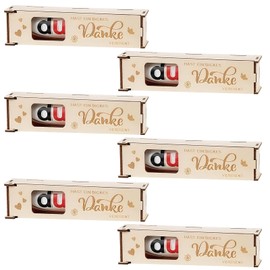 Zyluniy 6er Set Holzhölzer Schokoladen-Holz Geschenkbox mit Danke, Handgefertigte Holzkästen für Mama Papa Lehrer Kollegen Geschenke, Geburtstage, Weihnachten & Feiern