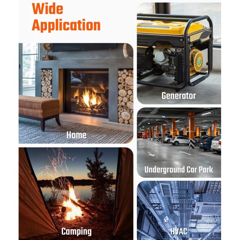 TOPTES CT-580 Portable CO Detector | Rechargeable with Alarm, TFT