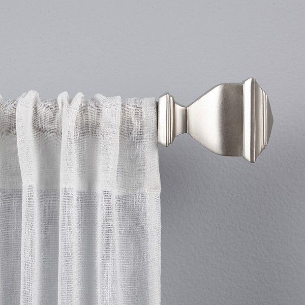 Exclusive Home Curtains - ER1018-01 3672 Napoleon 1" Curtain Rod and Finial Set, 36"-72", Matte Silver