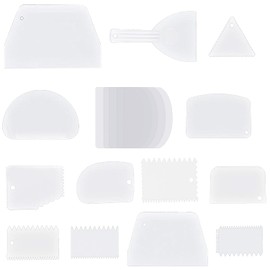 Alisador de Pasteles 18 Piezas, Raspadores para Tartas de Masa Herramienta de Corte Suave Decorativa en el Borde del Pastel de Pastelería, Pala de Pastelería, Espátulas Repostería