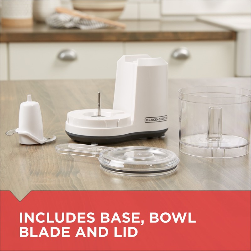 BLACK+DECKER HC150W 1.5-Cup Electric Food Chopper, White, 1.5_cup