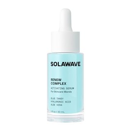 Solawave Renew Complex - Suero de activación de terapia de luz roja para cara y cuello | Se combina con un dispositivo de varita facial LED | Hidrata y rellena la piel | Tanaceto azul, aloe vera, ácido hialurónico (1 onza)