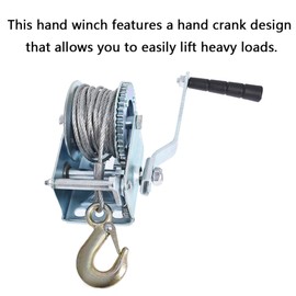GXYWADY 600Lbs Heavy Duty Hand Winch Manual Crank Winch with 8M Wire Rope Ratchet ATV Boat Trailer Marine
