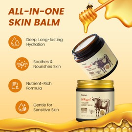 Fioraen Whipped Beef Tallow and Manuka Honey Balm, Beef Tallow for Face, Unscented Skin Care for Dry and Sensitive Skin, Natural Tallow Balm for Hydration and Nourishment