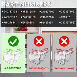 HECASA 2 Pack 240337103 Refrigerator Crisper Drawer Compatible with Kenmore Frigidaire Fridge Drawer Refrigerator Pan Shelf 240337102 240337105 240337107 240337108 240337109 Replacement Only