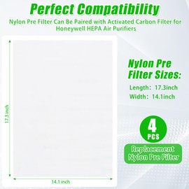 WBCBEC HPA300 Replacement Nylon Pre Filter Can Be Paired with Activated Carbon Filter for Honeywell HEPA Air Purifier HPA 300 Series, Nylon Pre-Filter Compatible with Honeywell Air Purifier (4Pack)