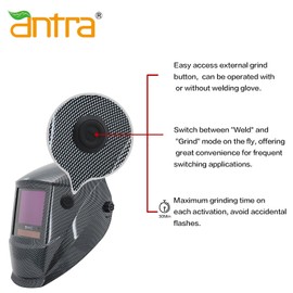 Antra Digital Auto Shade Darkening Welding Helmet DP8-1X - True Color TOP Optical Class 1/1/1/1, Wide Shade Range 4/5-14 w Shade Lock, Low TIG Rating 2A - Precision Protection for Welding Excellence