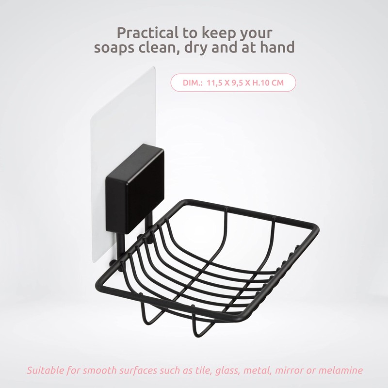 Compactor Soap Dish, Iron, Black, 11.5 x 9.5 x 10cm