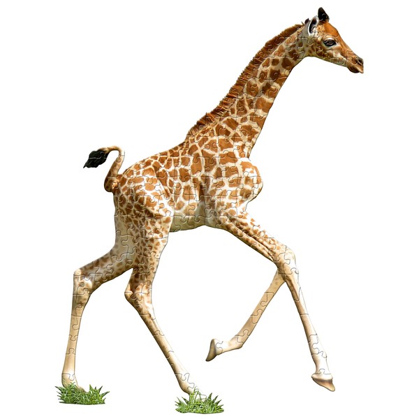 Madd Capp Puzzles Jr. - I AM Lil’ Giraffe - 100 Pieces - Animal Shaped Jigsaw Puzzle