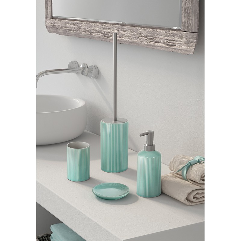 Gedy Sabina Soap Dispenser, Ceramic, Aquamarine, 7.5 x 7.5 x 19