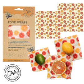 Tala Reusable Beewswax Food Wraps, Citrus Fruit Patterned Design, Mesuring 16 cm x 16 cm
