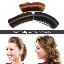 Charming Invisible Hair Bun Wig Clip, Heightening Hairstyle Invisible Hair Pad to Increase Volume for Women and Girls, Puff Hair Accessories (Dark brown)