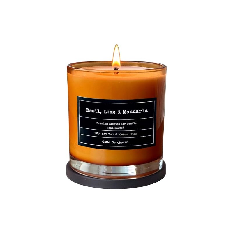 (Basil, Lime & Mandarin) 100% Soy, Highly Scented, Hand Poured