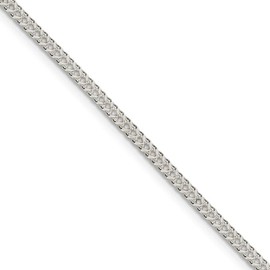The Black Bow 2mm Sterling Silver D/C Solid Square Franco Chain Necklace, 24 Inch