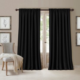 Elrene Home Fashions All Seasons Energy Efficient Room Darkening Rod Pocket Window Panel, 52" x 84" (1), Black