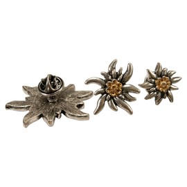 Edelweiss Pin Set of 3 (3 Sizes) – Pin for Men and Women, Costume Pins for Costume Blouse, Hat Pins, Lapel Pin and Buttons for Oktoberfest (Two-Tone Colour), 95% metal alloy, 5% copper